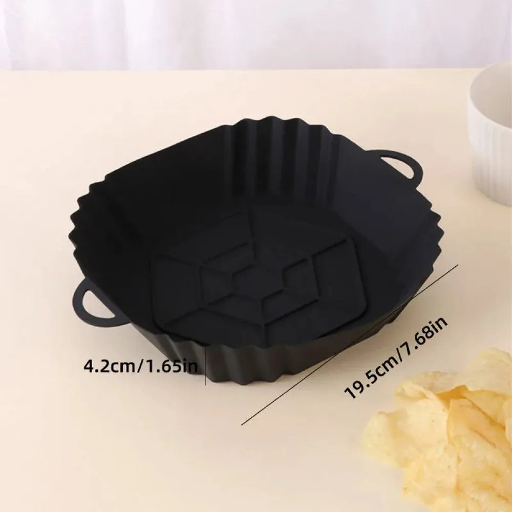 1Pc Silicone Air Fryer Pot Tray with Handle