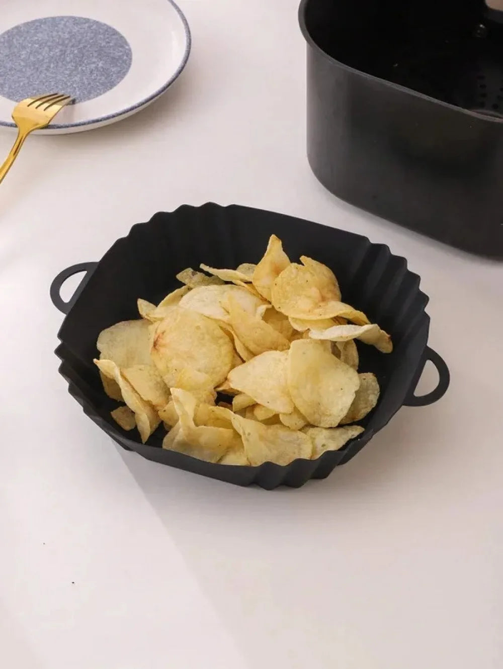 1Pc Silicone Air Fryer Pot Tray with Handle