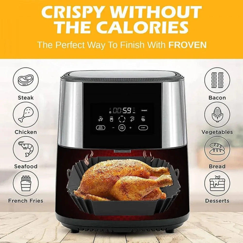 1Pc Silicone Air Fryer Pot Tray with Handle