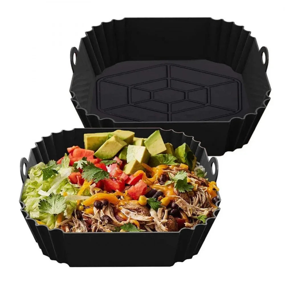 1Pc Silicone Air Fryer Pot Tray with Handle