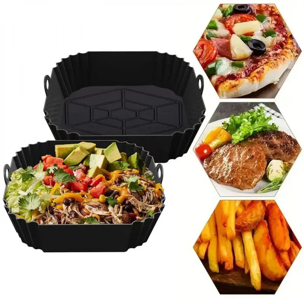 1Pc Silicone Air Fryer Pot Tray with Handle