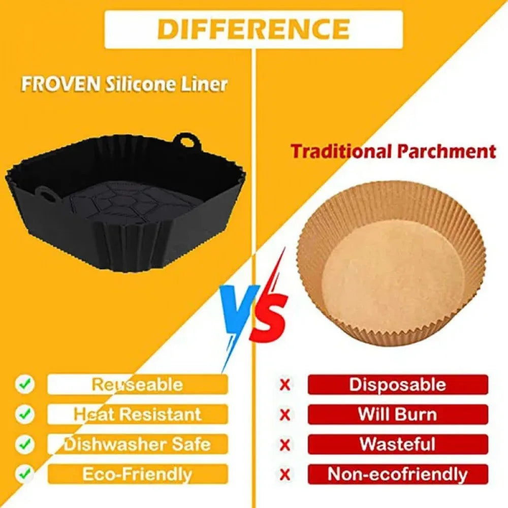1Pc Silicone Air Fryer Pot Tray with Handle