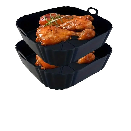 1Pc Silicone Air Fryer Pot Tray with Handle