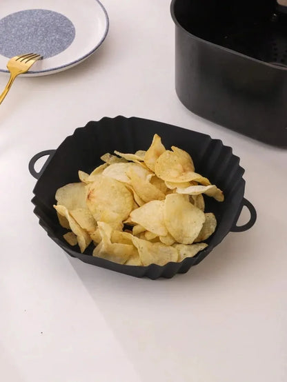 1Pc Silicone Air Fryer Pot Tray with Handle